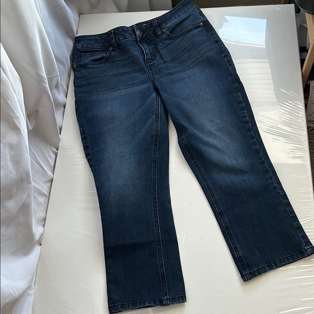 Seven7 Women's Dark Blue Skinny Cropped Jeans